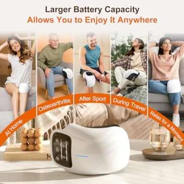 Cordless Knee Massager with LED Screen, Infrared Heat and Vibration Knee Pain Relief for Swelling Stiff Joints, Stretched Ligament and Muscles Injuries, Portable Knee Massage for Family and Friends