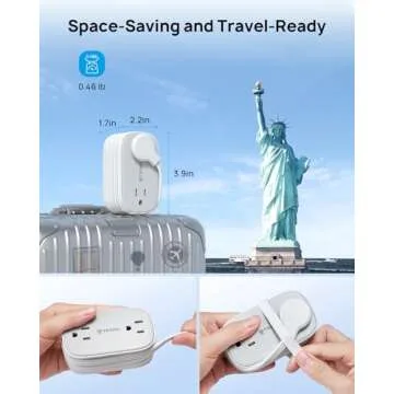 TROND Flat Plug Power Strip: 3.3ft Wrapped Short Extension Cord with 4 Outlets, 4 USB Ports, Small Charging Station, Travel Home Office Cruise Ship Dorm Room Essentials, Gray