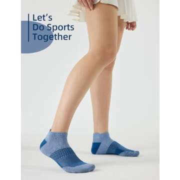 CS CELERSPORT 5 Pairs Women's Ankle Running Socks Cushioned Athletic Sport Socks with Tab, Multicolor, Medium