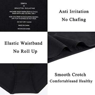 SIMIYA 7 Pack Womens Underwear Comfort Breathable Bikini Panties,Medium Black