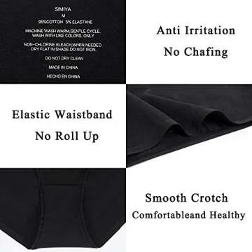 SIMIYA 7 Pack Womens Underwear Comfort Breathable Bikini Panties,Medium Black
