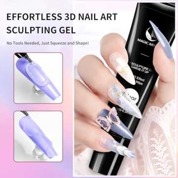 MAGIC ARMOR 15g 3D Nail Gel Sculpting Gel Nail Art Glue for Nail Art Designs DIY Nail Craving Molding Gel for 3D Gel Nail Art Polish Painting Drawing Gel Sculpture Gel Nail Decoration Manicure Clear