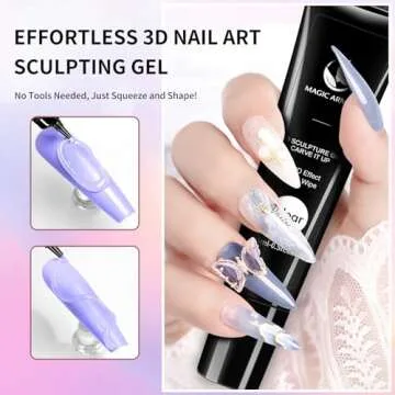 MAGIC ARMOR 15g 3D Nail Gel Sculpting Gel Nail Art Glue for Nail Art Designs DIY Nail Craving Molding Gel for 3D Gel Nail Art Polish Painting Drawing Gel Sculpture Gel Nail Decoration Manicure Clear