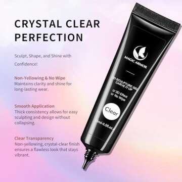 MAGIC ARMOR 15g 3D Nail Gel Sculpting Gel Nail Art Glue for Nail Art Designs DIY Nail Craving Molding Gel for 3D Gel Nail Art Polish Painting Drawing Gel Sculpture Gel Nail Decoration Manicure Clear