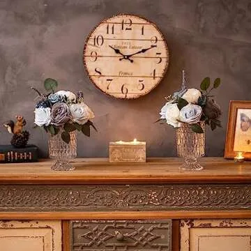 Glasesseam Pedestal Vases for Flowers, Decorative Compote Vase Set of 2, Vintage Crystal Clear Glass Vase, Hurricane Urn Flower Vases for Decor, Footed Aesthetic Vase for Home Living Room Decorations