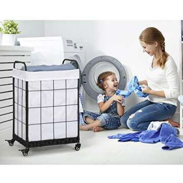 Laundry Hamper with Heavy Duty Rolling Lockable Wheels; Durable Laundry Basket with Detachable Liner...