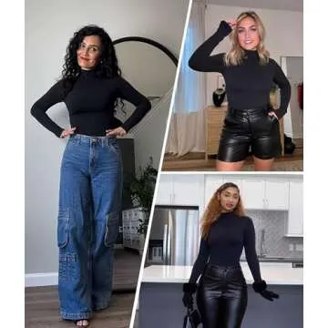 Stylish SHAPERX Women's Mock Neck Long Sleeve Tee