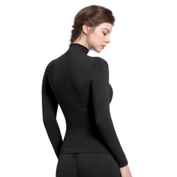 Stylish SHAPERX Women's Mock Neck Long Sleeve Tee