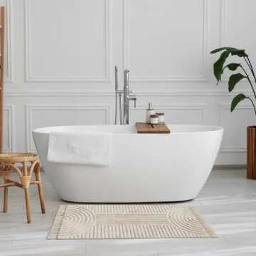 KIBAGA Boho Bathroom Rug with Tassels - Soft, Washable, Non-Slip Cotton Mat - Perfect 2x4.3 ft. Size to Enhance Modern Home Decor