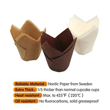 Bake Choice 200 pcs Tulip Cupcake Liners for Baking Cups