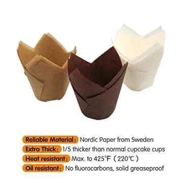 Bake Choice 200 pcs Tulip Cupcake Liners for Baking Cups