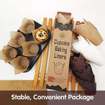 Bake Choice 200 pcs Tulip Cupcake Liners for Baking Cups