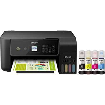 Epson EcoTank ET-2720 All-in-One Wireless Color Inkjet Printer, Black - Print Scan Copy - 10.5 ppm, ...