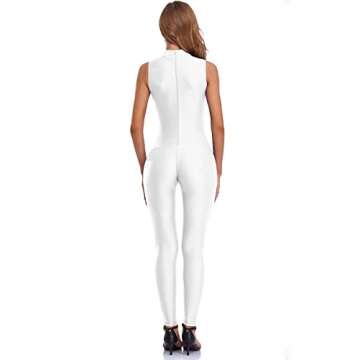 speerise One Piece Bodycon Jumpsuit for Women Sleeveless Spandex Bodysuit Zipper Romper for Club Cat...