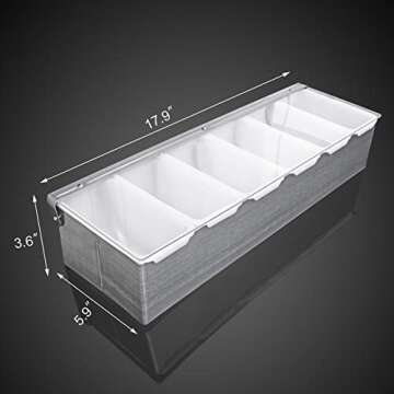 New Star Foodservice 48049 Stainless Steel Condiment Dispenser with 6 Compartments (NO ICE TRAY INCL...