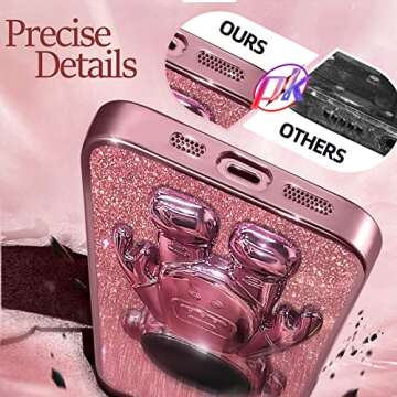 Buleens for iPhone 12 Case Astronaut, Clear Cases for iPhone 12 with Glitter Paper & Spaceman Stand, Women Girls Cute Electroplated Sparkly Space Phone Cover for 12