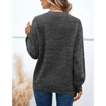 Sucolan Oversized Sweaters for Women Heathered Long Sleeve Crew Neck Pullover Knit Sweater Casual Fall Tops 2024 Fashion