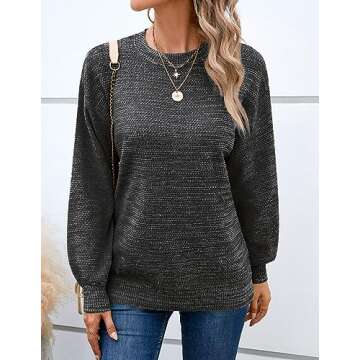Sucolan Oversized Sweaters for Women Heathered Long Sleeve Crew Neck Pullover Knit Sweater Casual Fall Tops 2024 Fashion