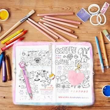 homicozy Dog Diary for Girls with Lock and Keys,Tie-dye Fuzzy Journal for Kids with 160 Lined Pages,Fluffy Secret Notebooks for Writing and Drawing,Birthday Gifts for Girls Ages 6 and Up,Puppy