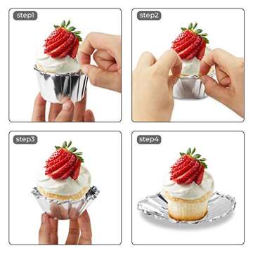 EUSOAR Aluminum Foil Cupcake Liners, 50Pcs Silver Disposable Muffin Liners, Baking Cups, Aluminum Cu...