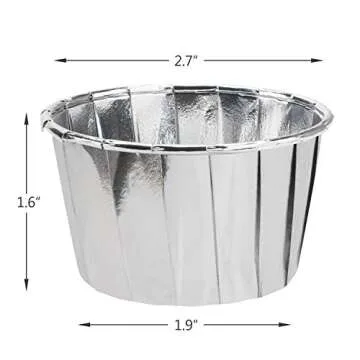 EUSOAR Aluminum Foil Cupcake Liners, 50Pcs Silver Disposable Muffin Liners, Baking Cups, Aluminum Cupcake Tip Pan Ramekin Holders, Little Pudding Cups