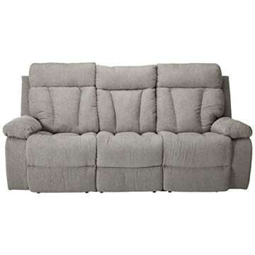 Signature Design by Ashley Mitchiner Reclining Sofa with Drop Down Table, Gray