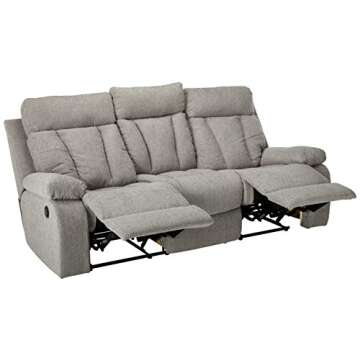 Signature Design by Ashley Mitchiner Reclining Sofa with Drop Down Table, Gray