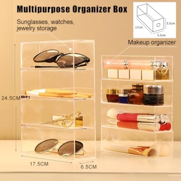 Longjet Clear Acrylic Multi-Drawer Sunglasses Organizer