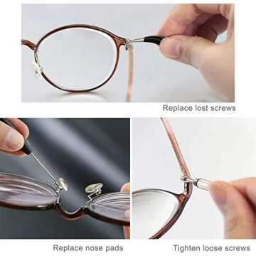 bayite Eyeglass Repair Kit Sunglass Glasses Repair Kit with Screws Assorted Tweezers Screwdriver Nuts Stainless Steel Screws Tool for Watch 1000Pcs