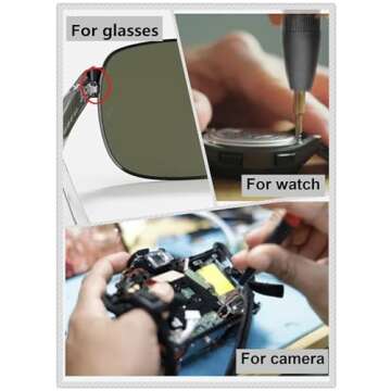 bayite Eyeglass Repair Kit Sunglass Glasses Repair Kit with Screws Assorted Tweezers Screwdriver Nuts Stainless Steel Screws Tool for Watch 1000Pcs