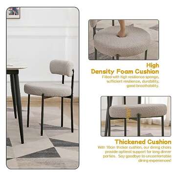 Stylish EDWELL Boucle Dining Chairs Set of 2 for Comfort