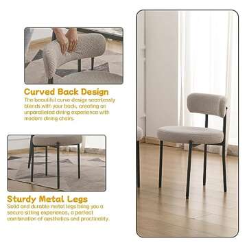 Stylish EDWELL Boucle Dining Chairs Set of 2 for Comfort