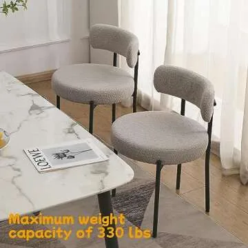 Stylish EDWELL Boucle Dining Chairs Set of 2 for Comfort