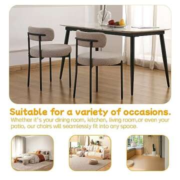 Stylish EDWELL Boucle Dining Chairs Set of 2 for Comfort