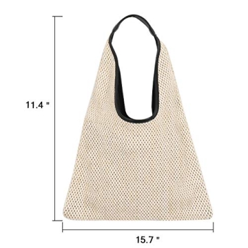 QTKJ Stylish Hand-woven Straw Shoulder Bag for Summer