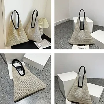 QTKJ Stylish Hand-woven Straw Shoulder Bag for Summer