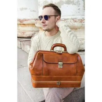 Vintage Leather Doctor Bag - Classic Style Briefcase