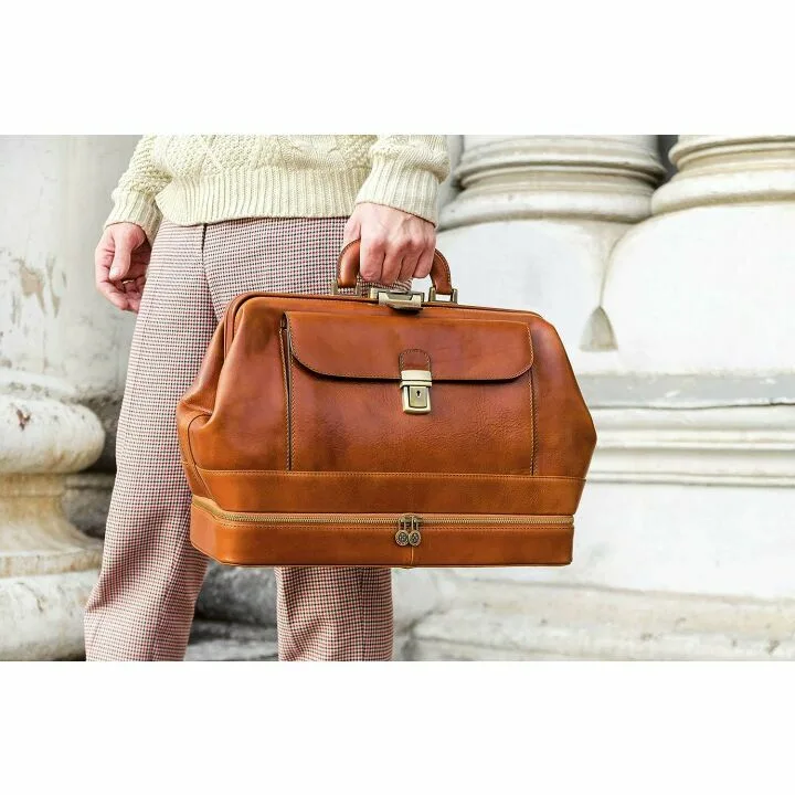Vintage Leather Doctor Bag - Classic Style Briefcase