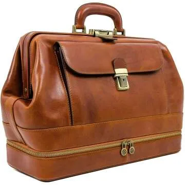 Vintage Leather Doctor Bag - Classic Style Briefcase