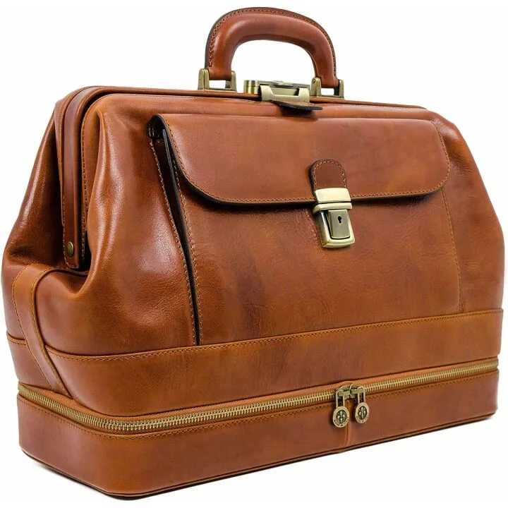 Vintage Leather Doctor Bag - Classic Style Briefcase