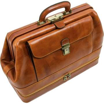 Vintage Leather Doctor Bag - Classic Style Briefcase