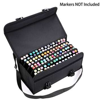 BTSKY 120 Slots Marker Case & Lipstick Organizer - Durable Canvas Holder for Artists and Beauty Love...