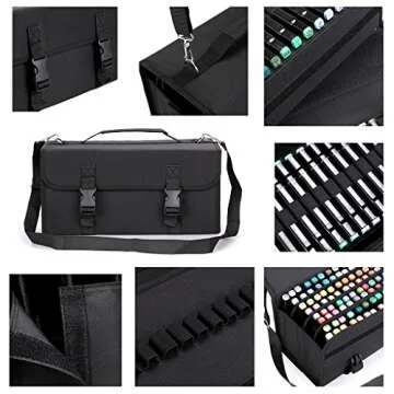 Portable BTSKY 120 Slots Marker Case & Lipstick Organizer