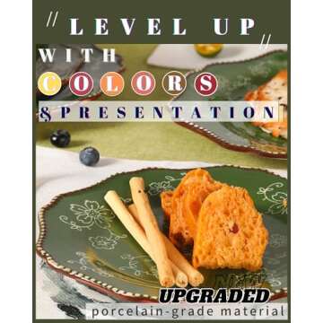 KUNABOO Artisanal Small Ceramic Plates, Salad Plates, Dessert Plates Porcelain Plates Set of 6-7.8” - Sakura Floral Series Pine Green - Ready to Wrap Gift