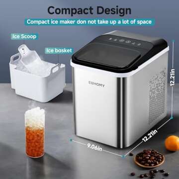EUHOMY Nugget Ice Maker - Fast, Portable & Self-Cleaning