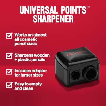 Revlon Makeup Sharpener for Eyeliner, Lip Liner, and More! Universal Sharpener for All Wooden & Plastic Pencil Sizes
