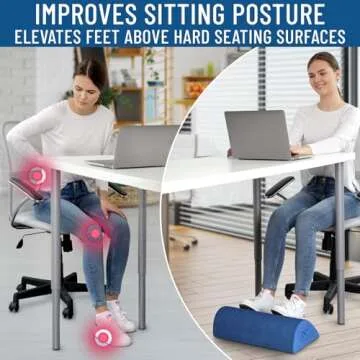 Foot Rest for Under Desk at Work - Memory Foam Office Foot Stool & Under Desk Footrest Leg Elevation Pillow for Gaming & Home Office, Supports Posture