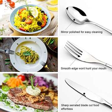 HOBO 24 Piece Flatware Set, Dinnerware Set Service for 6, Kitchen Utensil Set with Knife, Fork, Spoon, Teaspoon, Use for Home, Kitchen with Wooden Gift Box (Silver)