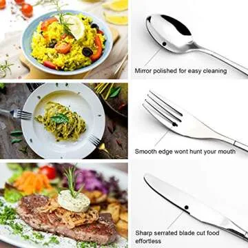 HOBO 24 Piece Flatware Set, Dinnerware Set Service for 6, Kitchen Utensil Set with Knife, Fork, Spoon, Teaspoon, Use for Home, Kitchen with Wooden Gift Box (Silver)