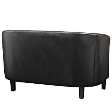 Chic Contemporary Loveseat in Black Faux Leather